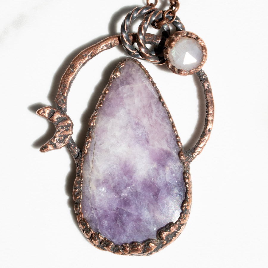 Lepidolite & Rainbow Moonstone Necklace