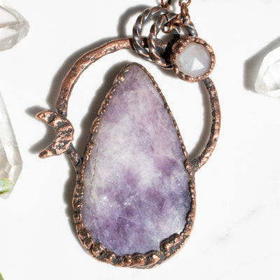 Lepidolite & Rainbow Moonstone Necklace