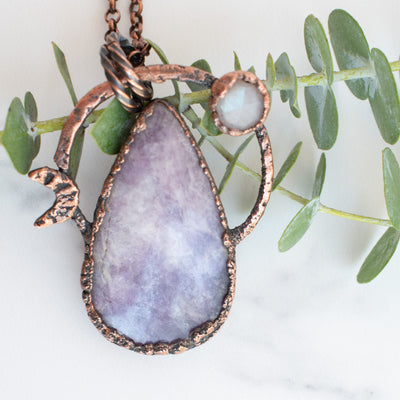 Lepidolite & Rainbow Moonstone Necklace