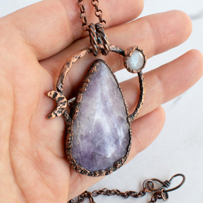 Lepidolite & Rainbow Moonstone Necklace