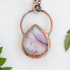 Back view shows the details on this Australian Pink Opal and copper pendant.