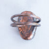 Backview of the Copper and Labradorite Skull Ring shows the colouring and patina of the Copper details.