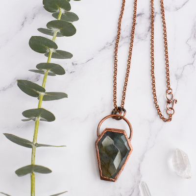 Labradorite Copper Coffin Necklace