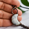 Rainbow Moonstone Crescent Moon Copper Necklace