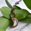 Rainbow Moonstone Crescent Moon Copper Necklace