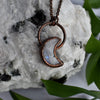 Rainbow Moonstone Crescent Moon Copper Necklace