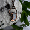 Rainbow Moonstone Crescent Moon Copper Necklace