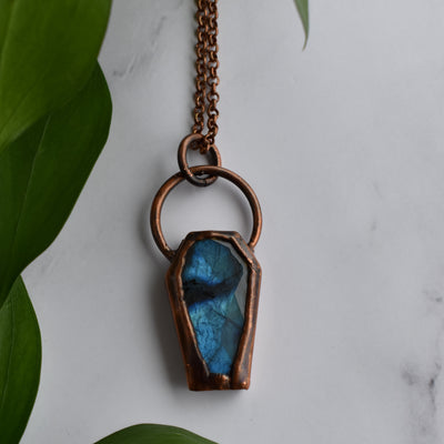 Labradorite Copper Coffin Necklace