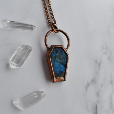 Labradorite Copper Coffin Necklace