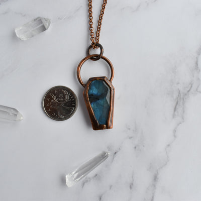 Labradorite Copper Coffin Necklace