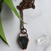 Moss Agate Copper Coffin Necklace