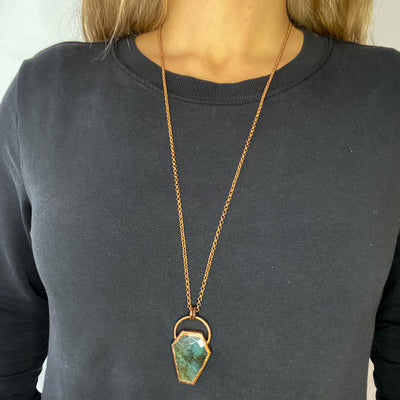 Labradorite Copper Coffin Necklace