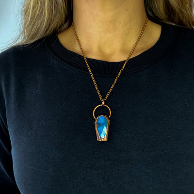 Labradorite Copper Coffin Necklace